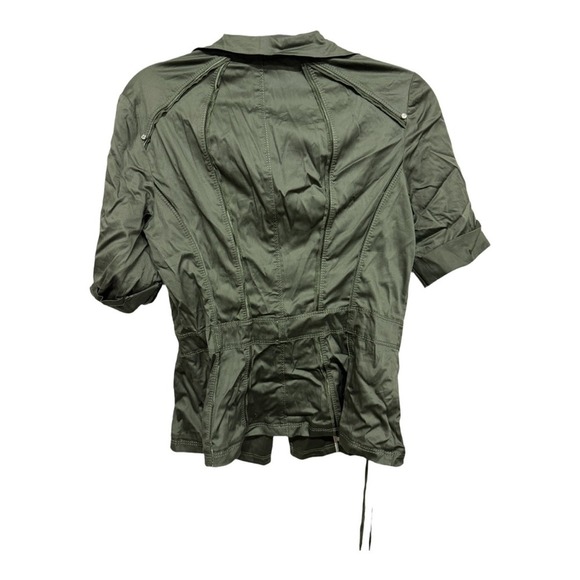 White House Black Market Green Short Sleeve Jacket Satin Material Size 6 - Picture 4 of 6